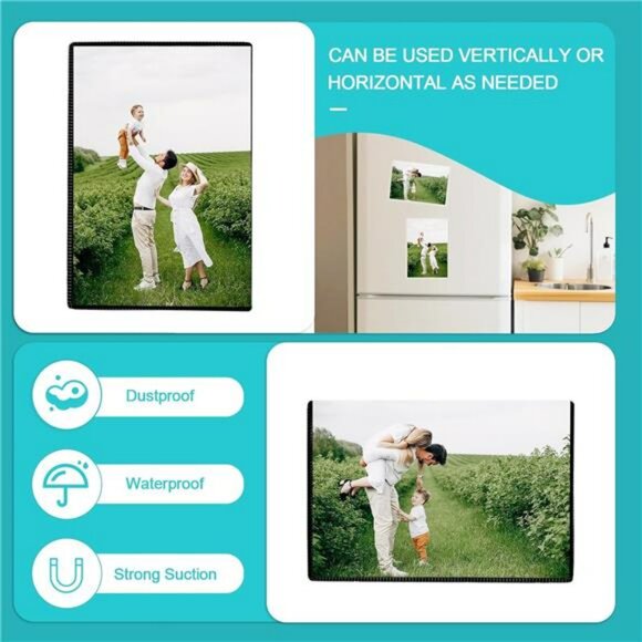 Magnetic 4x6 picture frame set of 10 reusable fridge photo display for refrigera - Picture 3 of 7